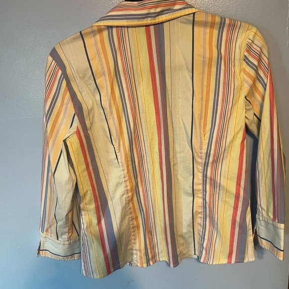 Rafaella Womens Size 6 Multi-Color Striped 3/4 Sleeve Button-Up Shirt Chic - Picture 5 of 6